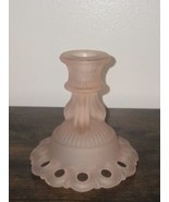 Westmoreland Pink Satin Glass Doric Candlestick Holder Open Lace - £13.52 GBP