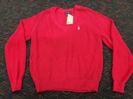 NEW Nautica Fisherman Sweater Women&#39;s Large Cherry Long Sleeve NWT V-Neck - £9.99 GBP