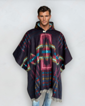 Alpaca Wool Poncho Black. Unisex. Exclusive Design! Crafted by Indigenou... - $69.90