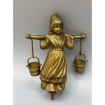 Vtg Brass Figurine Dutch Milk Maid Water Carrier Country Decor Sculpture - $366.53 MXN
