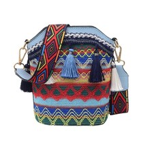 Vintage Ethnic Shoulder Bag Embroidery Boho Hippie Tassel Tote Messenger Beach C - £18.66 GBP