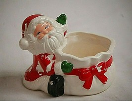 Old Vintage Santa Claus w Bag Candy Dish Christmas Ornament Xmas Figurine b - £10.16 GBP