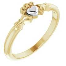 Authenticity Guarantee 
14K Yellow and White Gold Claddagh Ring - £486.80 GBP+