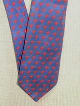 Alain Figaret France Neck Tie / Necktie Silk blue red kangaroos 60&quot;x3.25&quot; - £21.23 GBP