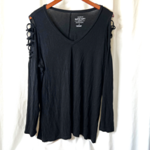 Torrid Womens Super Soft Knit Black Cold Slit Shoulder Shirt Top Sz 2 Plus Size - £11.75 GBP