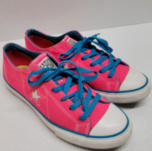 Converse One Star Bright Hot Pink Blue Canvas Low Top Womens Shoes Size 8 - $34.64