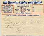 All America Cables and Radio Hand Written Note  - $17.82
