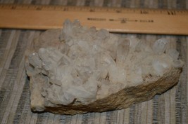 Natural Clear Quartz Crystal Cluster Mineral Geode, 5 by 3 by 1-3/4&quot; thick - £39.96 GBP