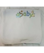Just Born Baby Blanket White Embroidered BABY Giraffe Elephant Plush B35 - $361.56 MXN