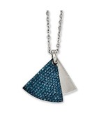 Stainless Steel Blue Crystals &amp; Brushed Triangles 20 inch Necklace - €42,80 EUR