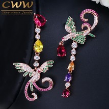 CWWZircons Unique Multi Red Green Cubic Zirconia Rose Gold Plated Long Phoenix D - £18.02 GBP
