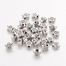 20 Star Beads Spacers Metal Antiqued Silver Celestial Sky 5mm Findings - £2.08 GBP