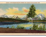 JACKSON Lago Grand Teton National Park Wyoming Wy Unp Lino Cartolina Y10 - $3.03