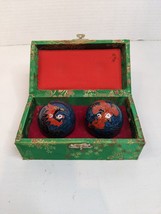 Vintage Hebei Baoding Iron Ball Shou Xing Original Box Bird Dragon Blue Red - £11.01 GBP