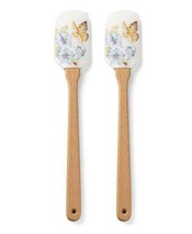 Lenox Butterfly Meadow Floral Flowers Printed Spatula Set Of 2 Wooden Plastic - £15.81 GBP