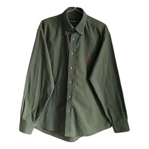 Ralph Lauren Men&#39;s Dark Green Long Sleeve Button Up Red Pony Logo Shirt ... - $23.03