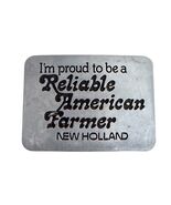 Vintage 1982 New Holland Reliable American Farmer Belt Buckle Silver Ton... - $21.60