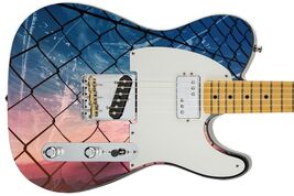 Guitar Skin Axe Wrap Re-skin Electric Vinyl Fenced Colorful Skies 844 - $45.49