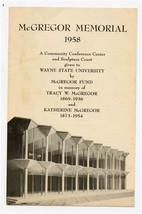 McGregor Memorial Brochure 1958 Given to Wayne State University  - £21.90 GBP