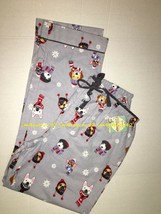 PJ Salvage Cotton Flannel Pajama Pants Winter Dogs In Scarves &amp; Hats Large - £48.06 GBP