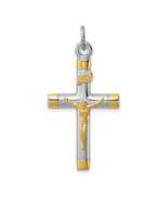 Silver  &amp; 18k Gold-plated Crucifix Pendant QC5432 - $1,427.13 MXN