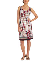 R&amp;M Richards Geometric Necklace Dress 7987P in Wine-Size 6P - £31.11 GBP