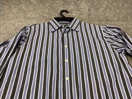 Dockers Dress Shirt Mens Medium Pinstripes Mercerized Cotton Button Up - $16.82