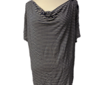 Talbots Woman Petites Black and White Striped Drape Neck Cap Sleeve Top ... - $14.24