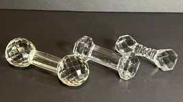 3- Vintage Assorted  Glass Crystal Barbell Style Knife Rest Deeply Cut Design - $19.79