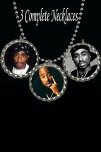 Tupac 2pac Shakur lot 3 necklaces necklace photo picture rapper keepsake - $9.69