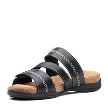 Clarks Women&#39;s Roseville Bay Flat Sandal Black Leather 65248 - £51.45 GBP+