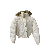 South Pole Womens Size Medium Cream Fur Lined Hood Winter Coat Puffer Puffy Quil - $55.43