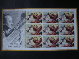 India 2014 MNH - Indian Musician-Ravi Shankar Sheetlet - $7.50