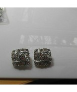 Lisner Silver-tone Square Clear Rhinestone Clip-on Earrings - £13.69 GBP