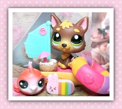 Authentic Littlest Pet Shop LPS #2137 German Shepherd Puppy Dog Green Eyes - £20.90 GBP