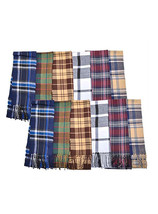 Men&#39;s Polyester Brushed Fleece Colorful Assorted Warm Plaid Scarves 12 Pack - £30.57 GBP