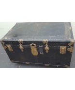 Antique Solid Wood Steamer Trunk - NEEDS TLC - FABULOUS OLD TRUNK WITH W... - $267.29