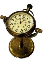 Collectible Brass Nautical Table Top Desk Clock Antique Watch Decorative - $31.32