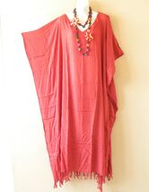 KD356 Plain Red Coral Solid Plus Kaftan Dolman Women Abaya Maxi Dress Up... - $29.90