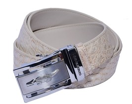 Unique Off White Auto Grip Silver Frame Genuine Crocodile Leather Belt - £102.60 GBP