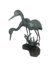 Vtg Solid Bronze Bird Heron Crane Sculpture Figurine Verdigris Patina 13” Nice - £282.77 GBP