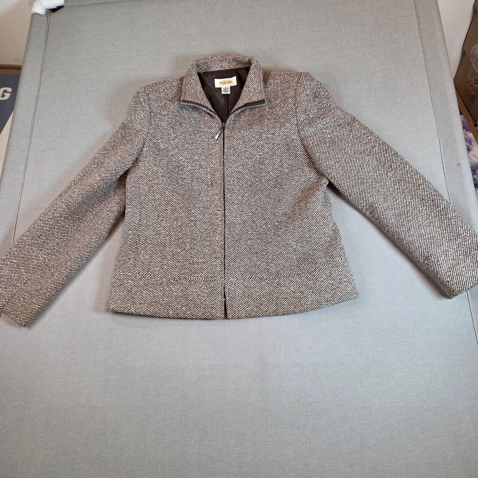 Vintage 90s Talbots Wool Silk Linen Tweed Jacket Brown Zip Front Women’s 6 Item image 13