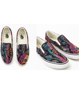 VANS Trippy Dip Skulls Psychedelic Mushrooms Classic Slip-on Shoes Men&#39;s... - $92.99 CAD