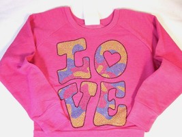 Signorelli Girl&#39;s Pullover Sweatshirt Pink Love Rhinestone Sz Small 5/6  ret $48 - £11.67 GBP