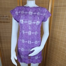 Handmade Crochet Dress Womens Small Purple Boho Tunic Beach Cover Up Lac... - $715.40 MXN