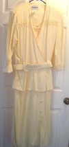 1980&#39;s Woman&#39;s Size 16 Vintage Studio 1 Pale Yellow Dress  Belted Calf L... - $29.99