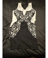 Lane Bryant 18/20 Sleeveless Illusion Dress Black White Lace Print Zip Bac - $17.77