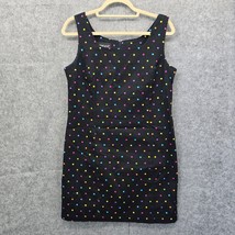 BRIGGS Tank Dress Woman Size 12 Colorful Polka Dots on Black Sleeveless Back Zip - $14.95