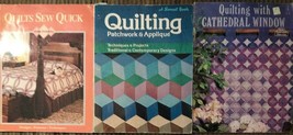 3 Quilting Books. Cathedral Window, Patchwork, Applique - $13.86
