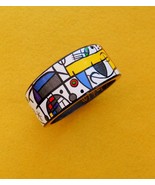 Painted wood Resin Bangle bracelet inspired by Joan Miro. anniversary gift - £47.89 GBP